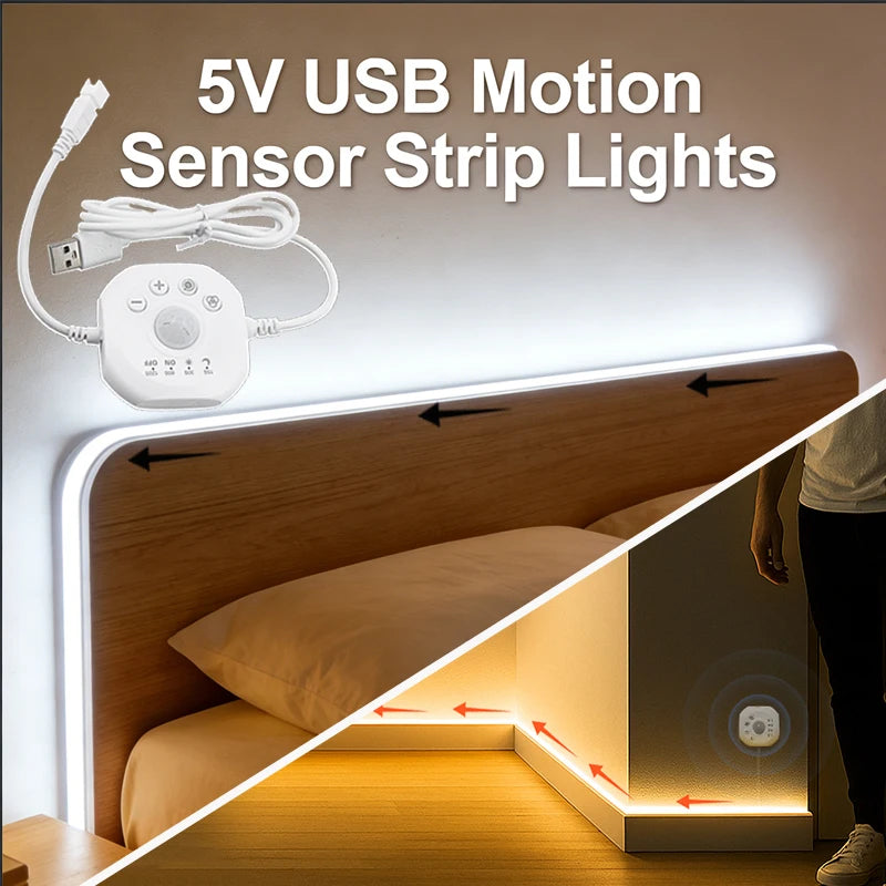 Running Water Flow Chasing LED Strip Lights 5V Motion Sensor Stairs Night Light for Room Corridor Ceiling Room Decor
