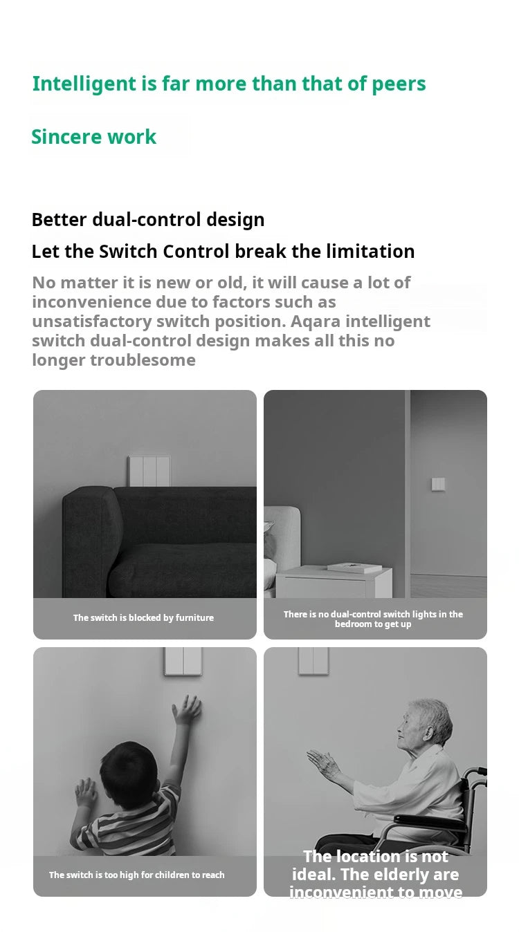 Aqara Smart Wall Switch Z1 More Control Zigbee 3.0 Compatible with Single Live/Neutral Wire Design Work With Mi Home HomeKit APP