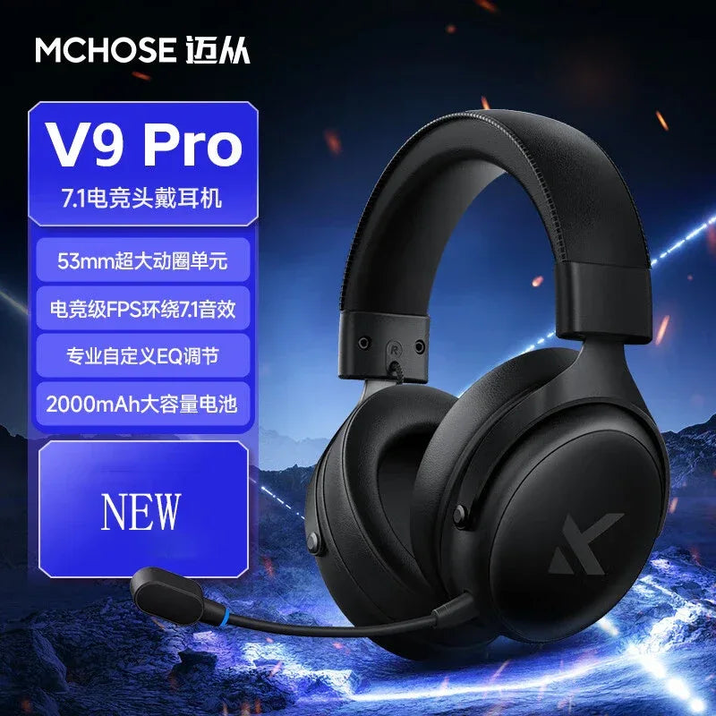 MCHOSE V9 Pro Wireless Gaming Headset: Four-Mode Connectivity Tidesmit V9PRO-black Tidesmit