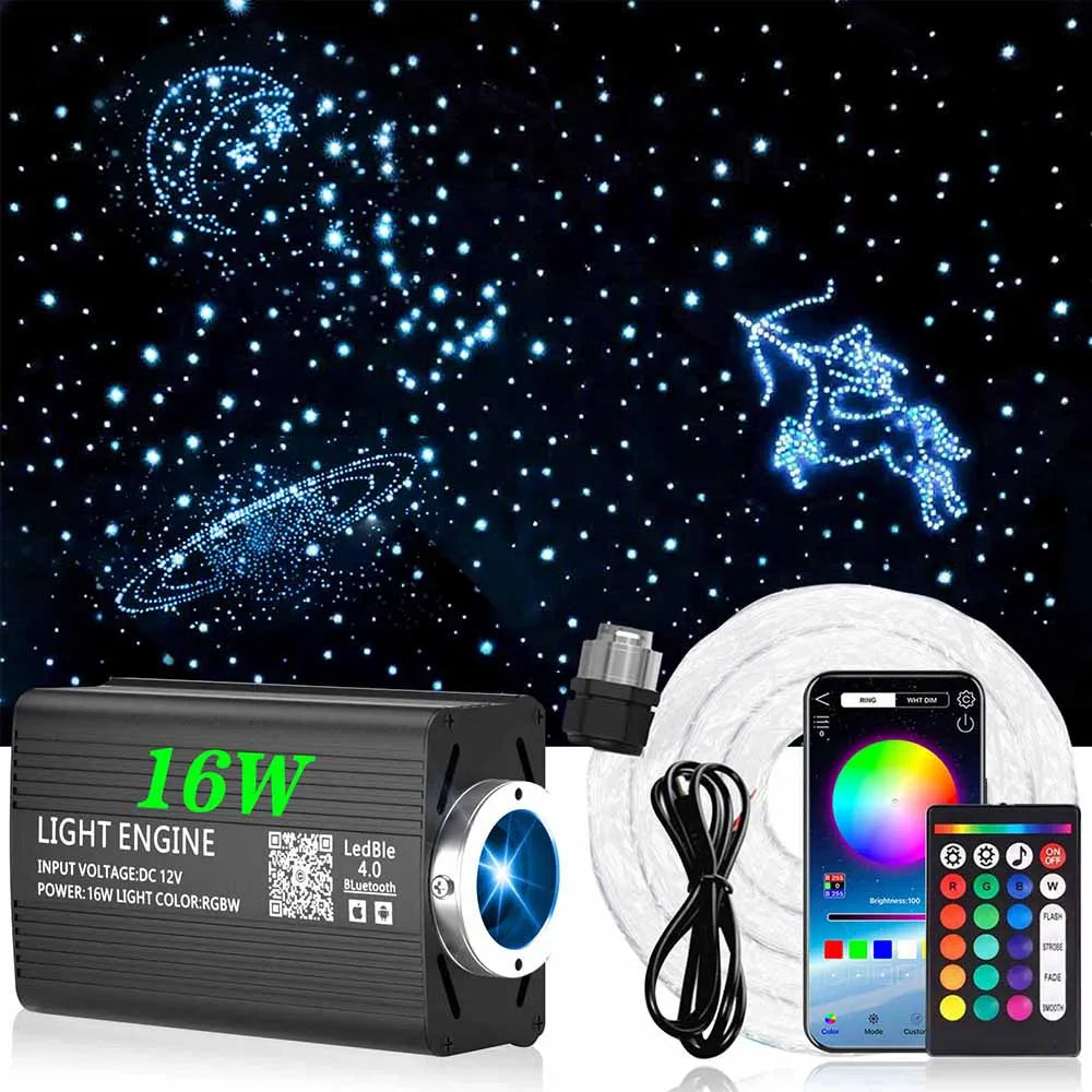 Fiber Optic Star Ceiling Kit - RGB Music Control with 16W LED Light Engine Tidesmit