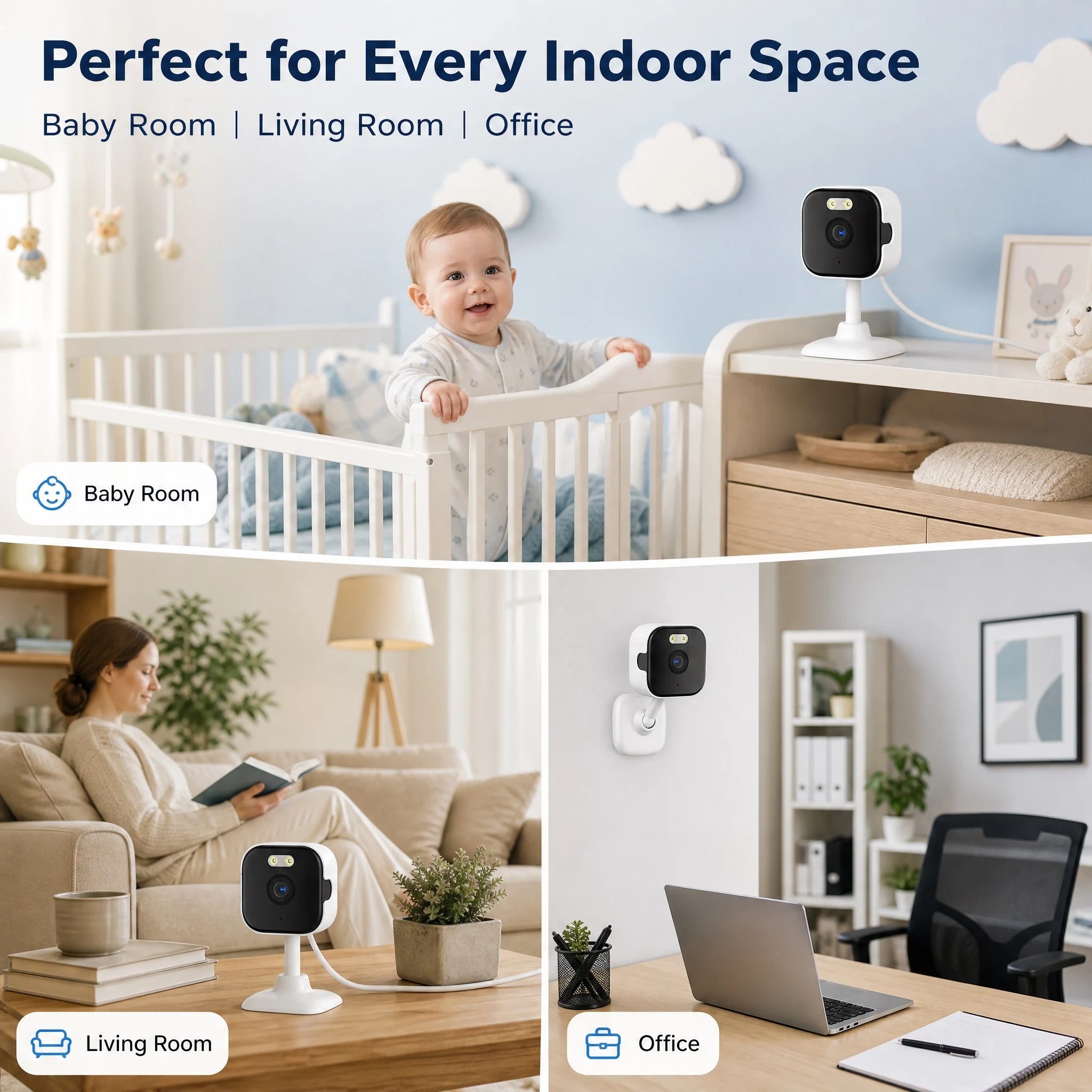 OKAM PRO APP Home Camera HD 5MP Mini WiFi Indoor Camera with Human Detection 5X ZOOM Baby Monitor 24/7 Video Record CCTV
