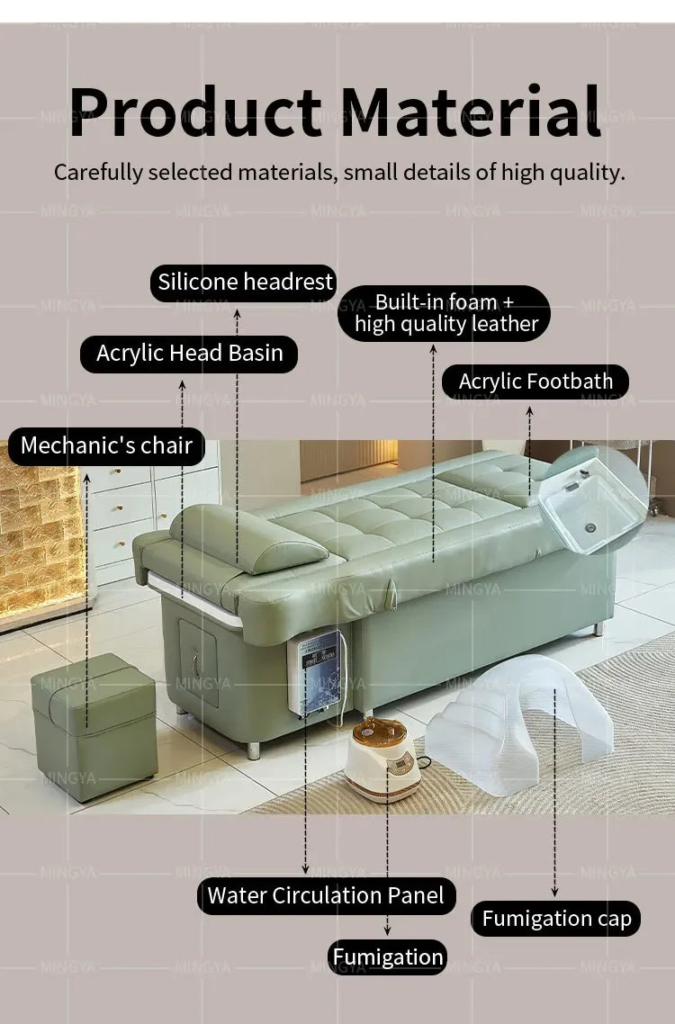 Electric Shampoo Bed for Head Therapy | Adjustable Salon Sofa | Tidesmit Massage Chairs Tidesmit