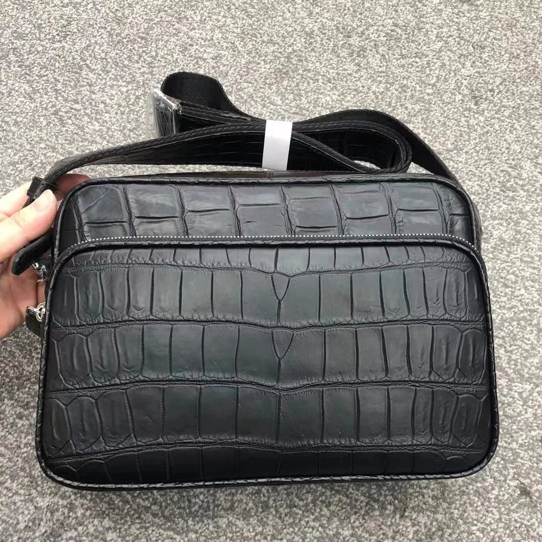 2022 New Designer Belly Crocodile Skin Men's Shoulder Bag Fashion Men Real Crocodile Bag High Quality Large Capacity Male Bag 45