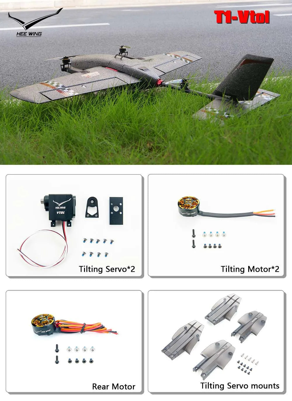 Heewing T1 Ranger VTOL Conversion Kit - EPP RC Plane Model Tidesmit