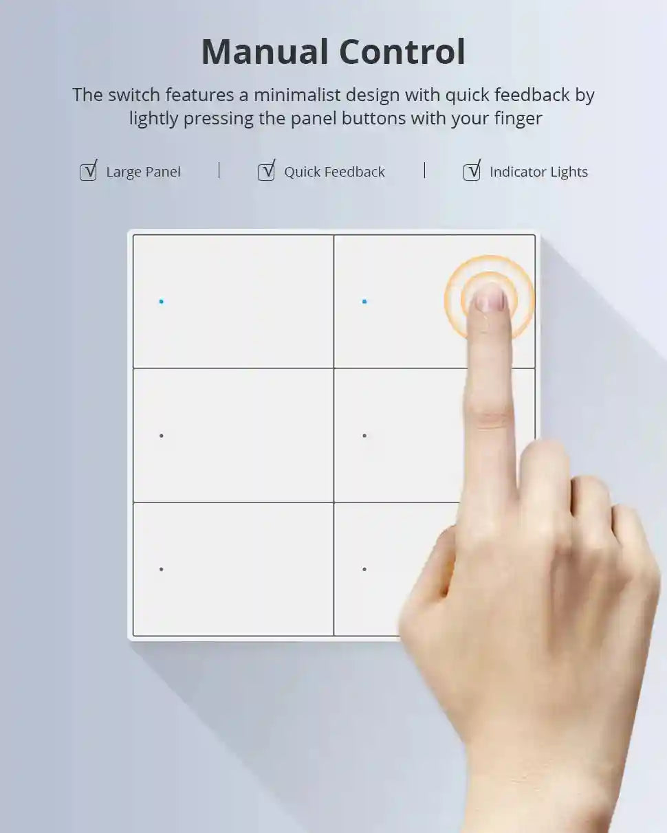 Matter Smart Wall Light Switch WiFi | 1-6 Gang Multi-Room Control Tidesmit
