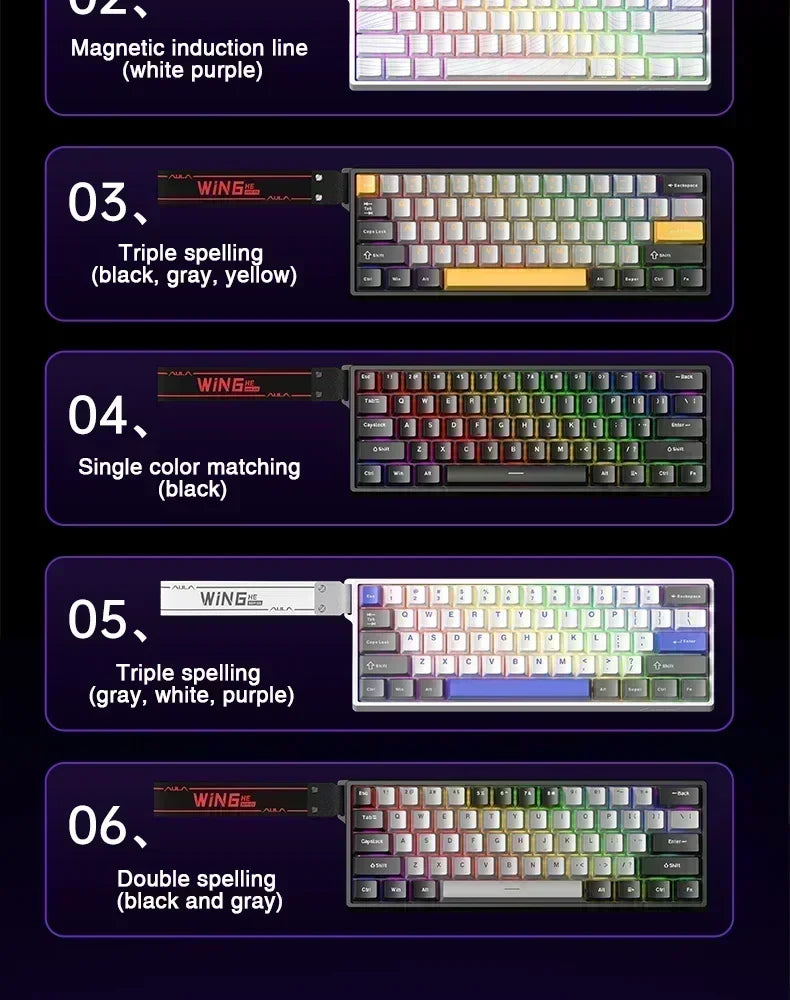 AULA WIN60 WIN68 HE Magnetic Keyboards Esports Rapid Trigger 8K Return RGB Hotswap Wired Gaming Mechanical Keyboard for Pc Gamer