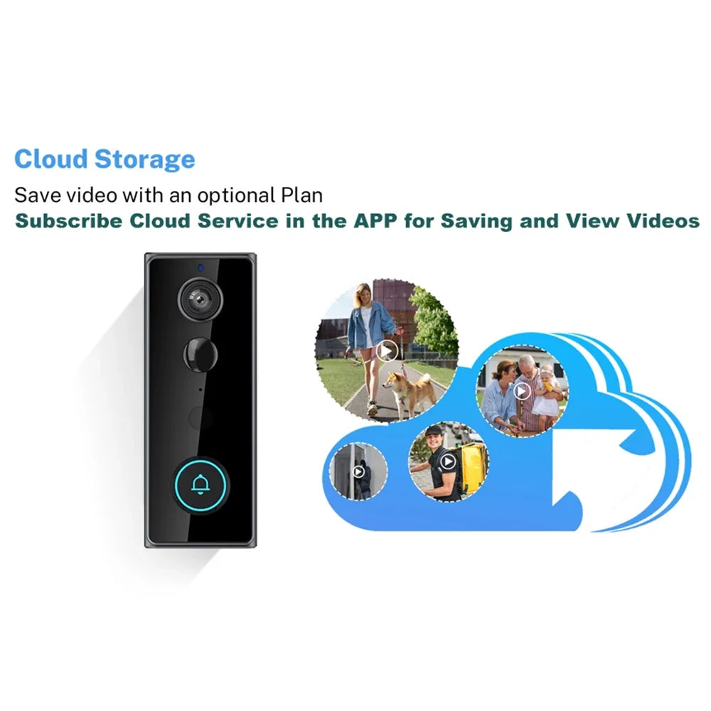 Wireless WIFI FHD Tuya Doorbell IP65 Waterproof Video Intercom with Camera for Home Security PIR Motion Detection Night Vision