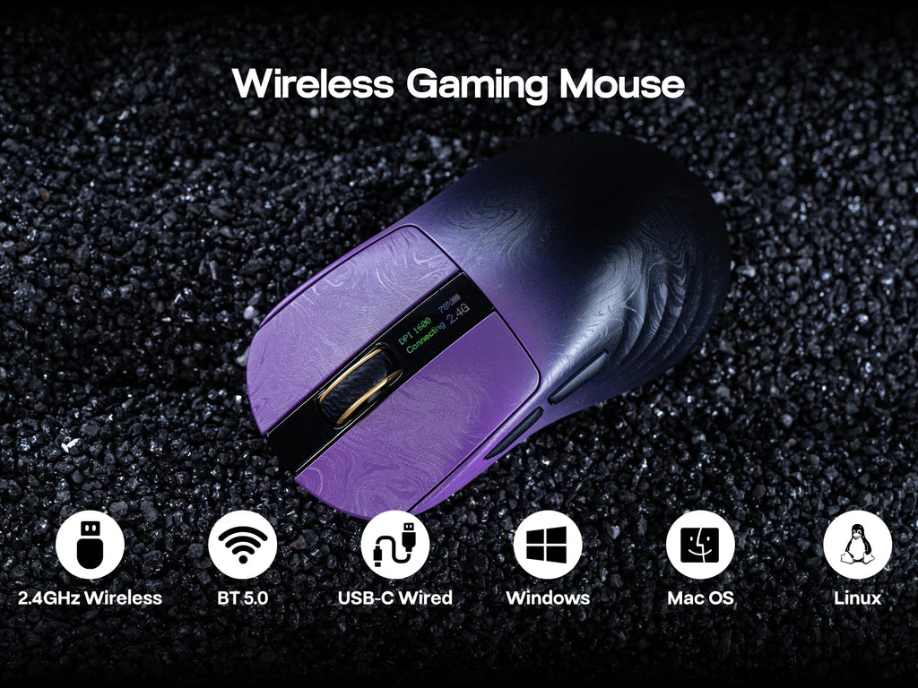 EPOMAKER Carbonis Tri-mode Wireless PAW3950 Sensor Gaming Mouse 8K Polling Rate & 30K DPI Ergonomic Mouse with Digital Display