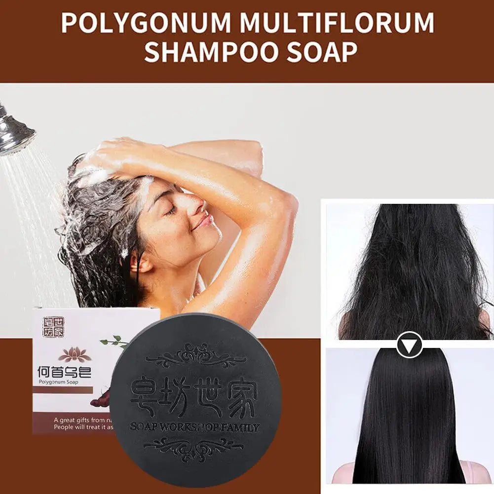 Polygonum Hair Darkening Shampoo Soap Repair Gray White Hair Color To Black Shampoo Soap Hair Nourishing Handmade Shampoo Soap