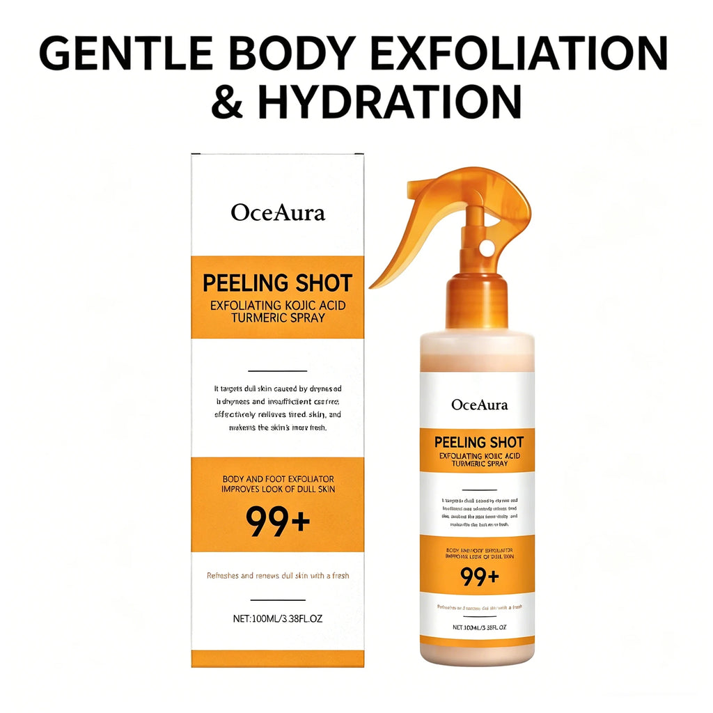 Kojic Acid Turmeric Spray Body Exfoliating Dead Skin Remover Smoothing Brightening Dullness Hydrating Gentle Peel Refreshing