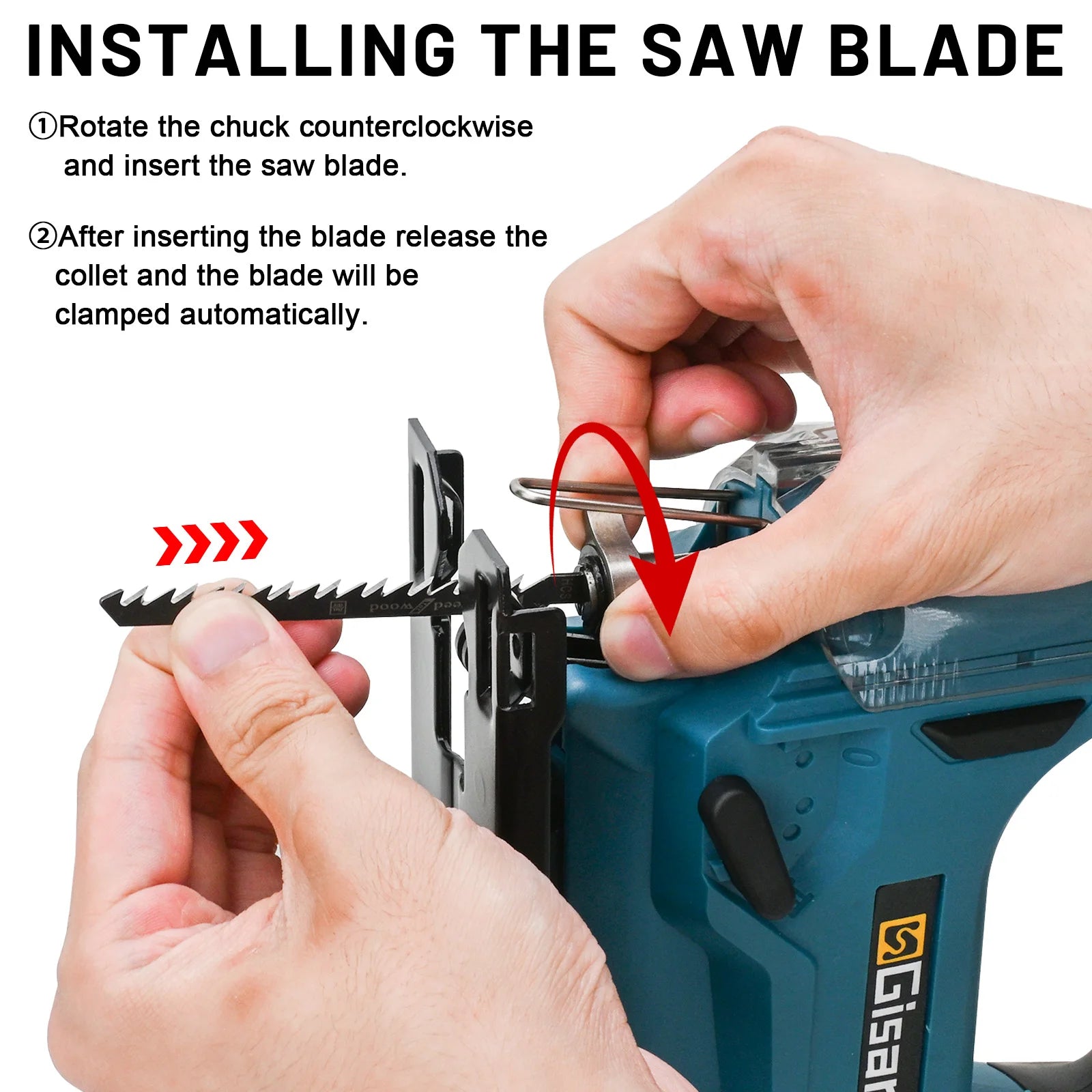 Gisam 26mm 3500RPM Brushless Electric Jig Saw Multi-Function Stepless Speed Woodworking Power Tool For Makita 18V Battery pin