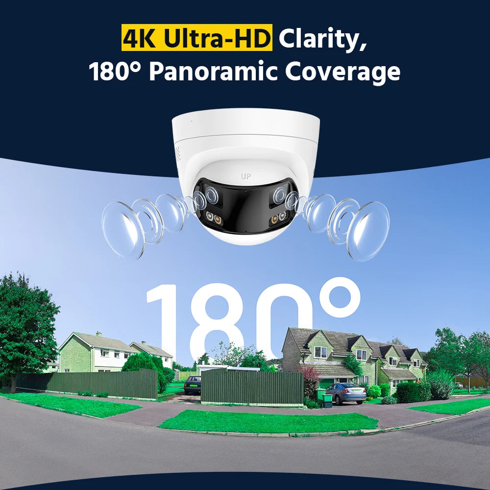 ANNKE FCD800 8MP Security Camera 180°Panoramic Dual Lens Outdoor POE Camera 4K AI Human Detect Two Way Audio IP67 8MP IP Camera