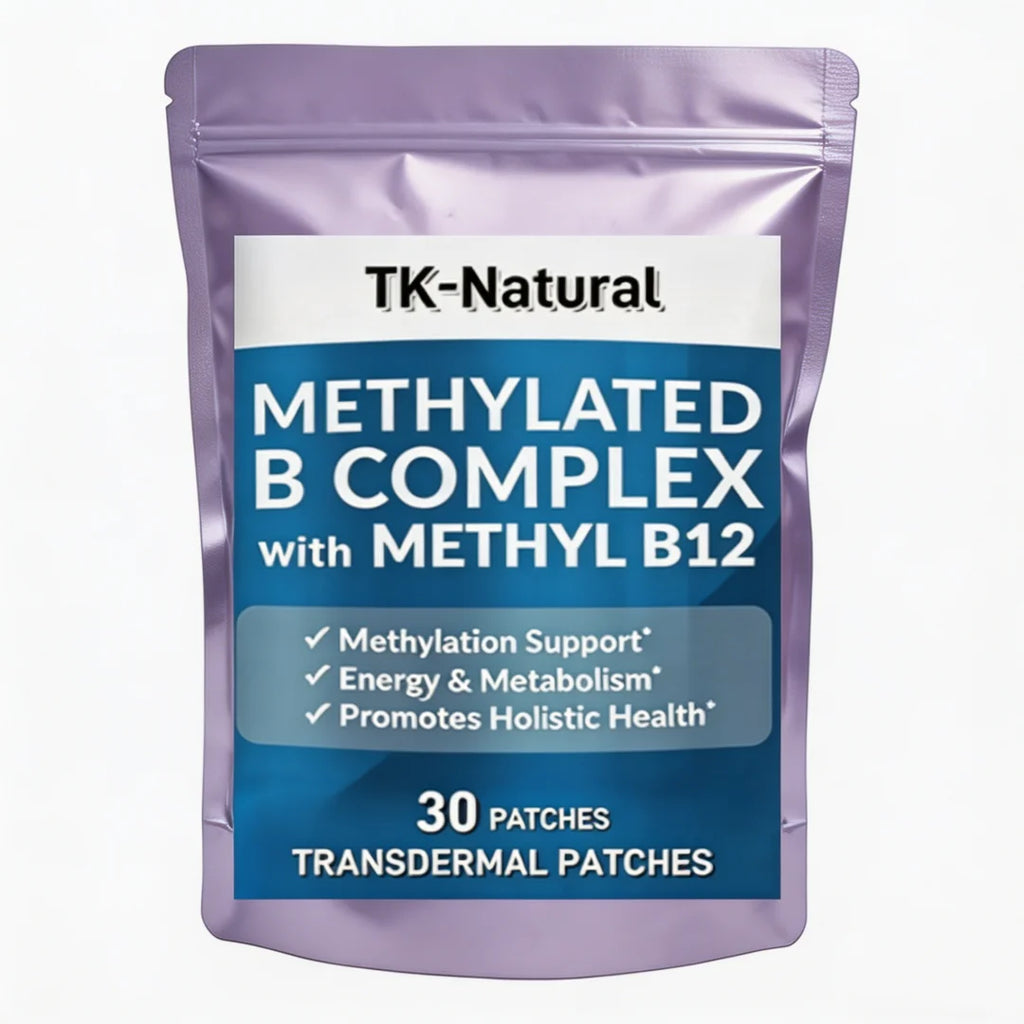 30 Patches Methylated B Complex with Methylfolate and B12 Transdermal Patches for Energy, Brain Function, and Wellness