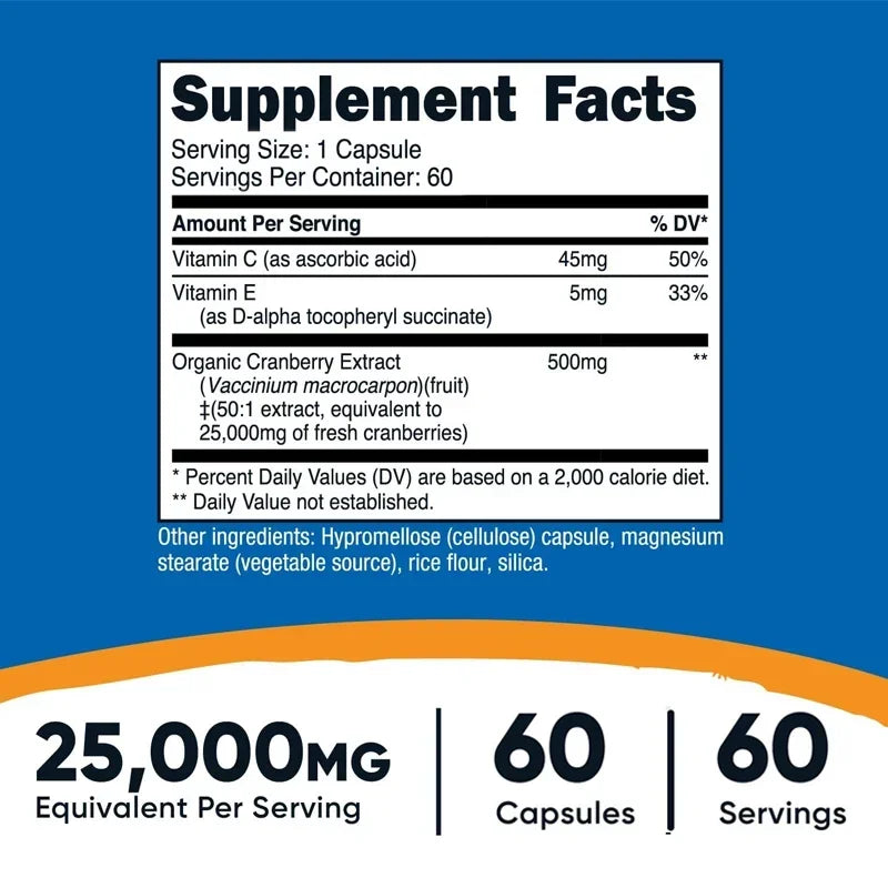 Cranberry Extract ( Milligrams) ( Vegetarian Capsules) Contains Vitamin C And Vitamin E