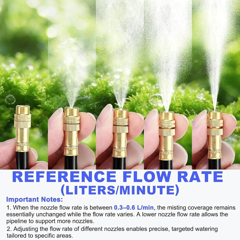 Drip Irrigation Kit, 360-Degree Bending Dropper, for Misting System Copper Nozzle Garden Plant Lawn Patio
