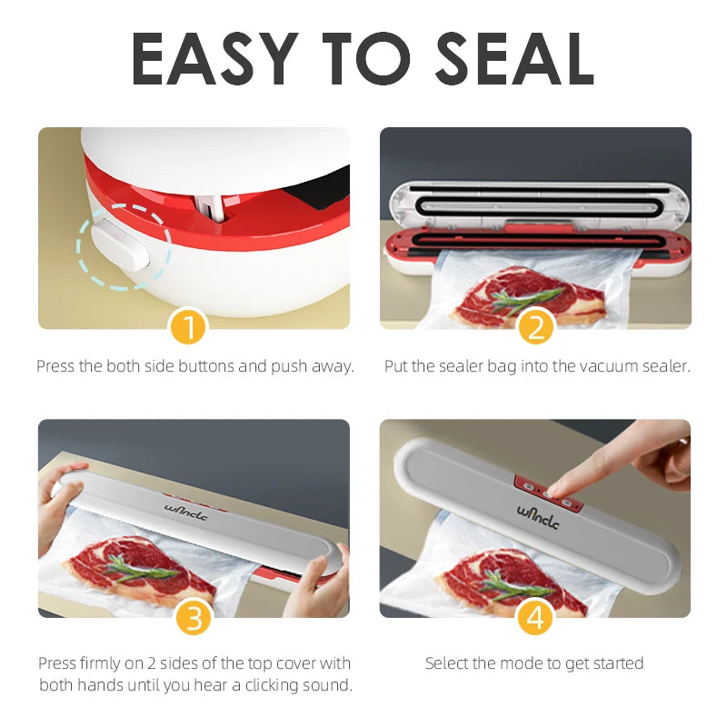 Wancle Food Vacuum Sealer 220V Electric Household Vacuum Packing Machine For Food Storage Manual Function With 10 Pcs Bags