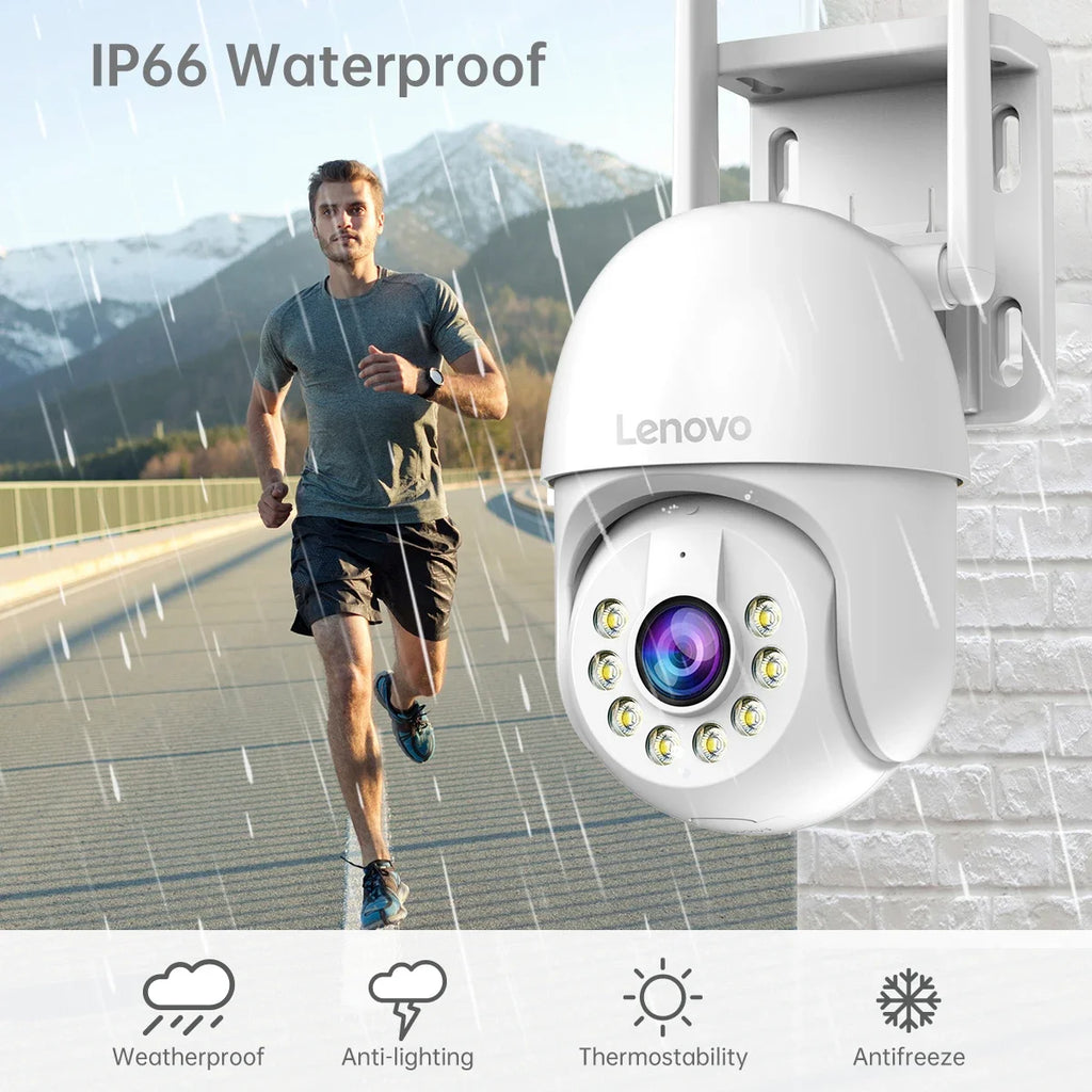Lenovo 2K HD Smart Wifi PTZ Camera Outdoor Auto Tracking Color Night Vision ONVIF CCTV IP Camera Security Video Surveillance Cam
