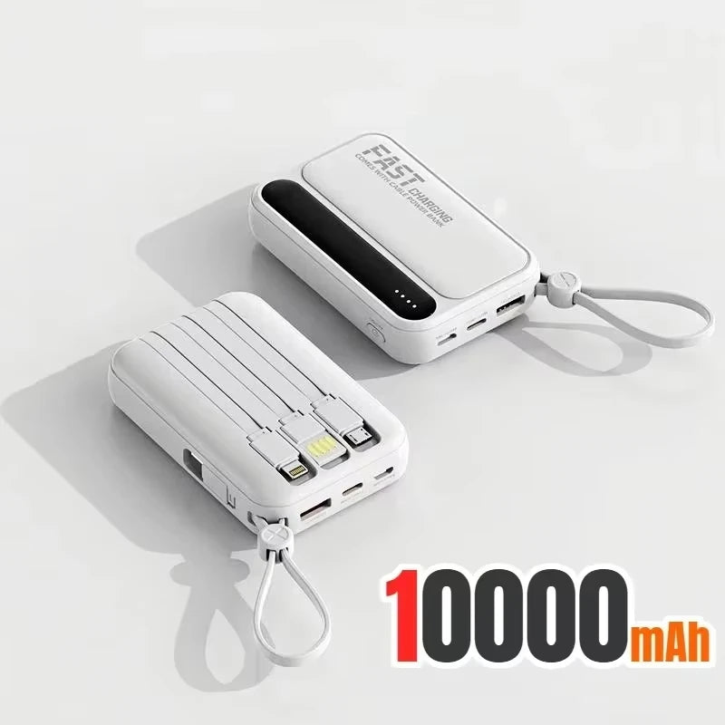 Portable Power Bank with Built-in Cables - Fast Charging 50000mAh White 10000mah Tidesmit