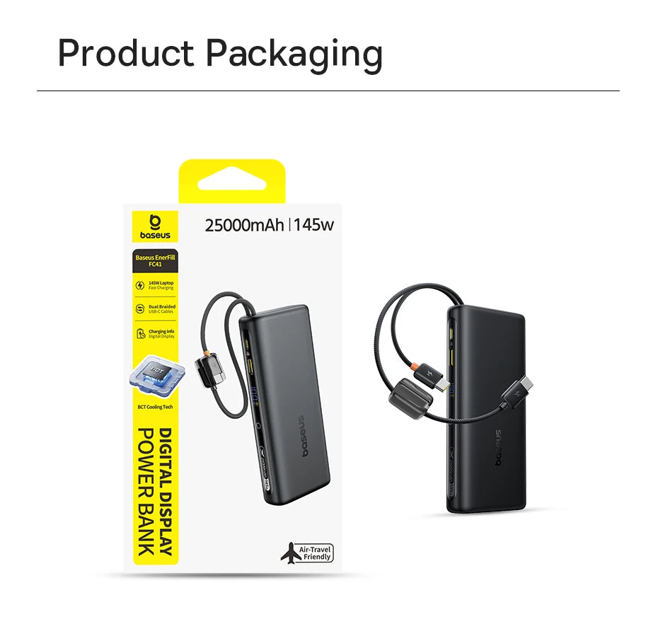 Tidesmit 25000mAh 145W Fast Charging Power Bank with Dual USB-C Cables Tidesmit