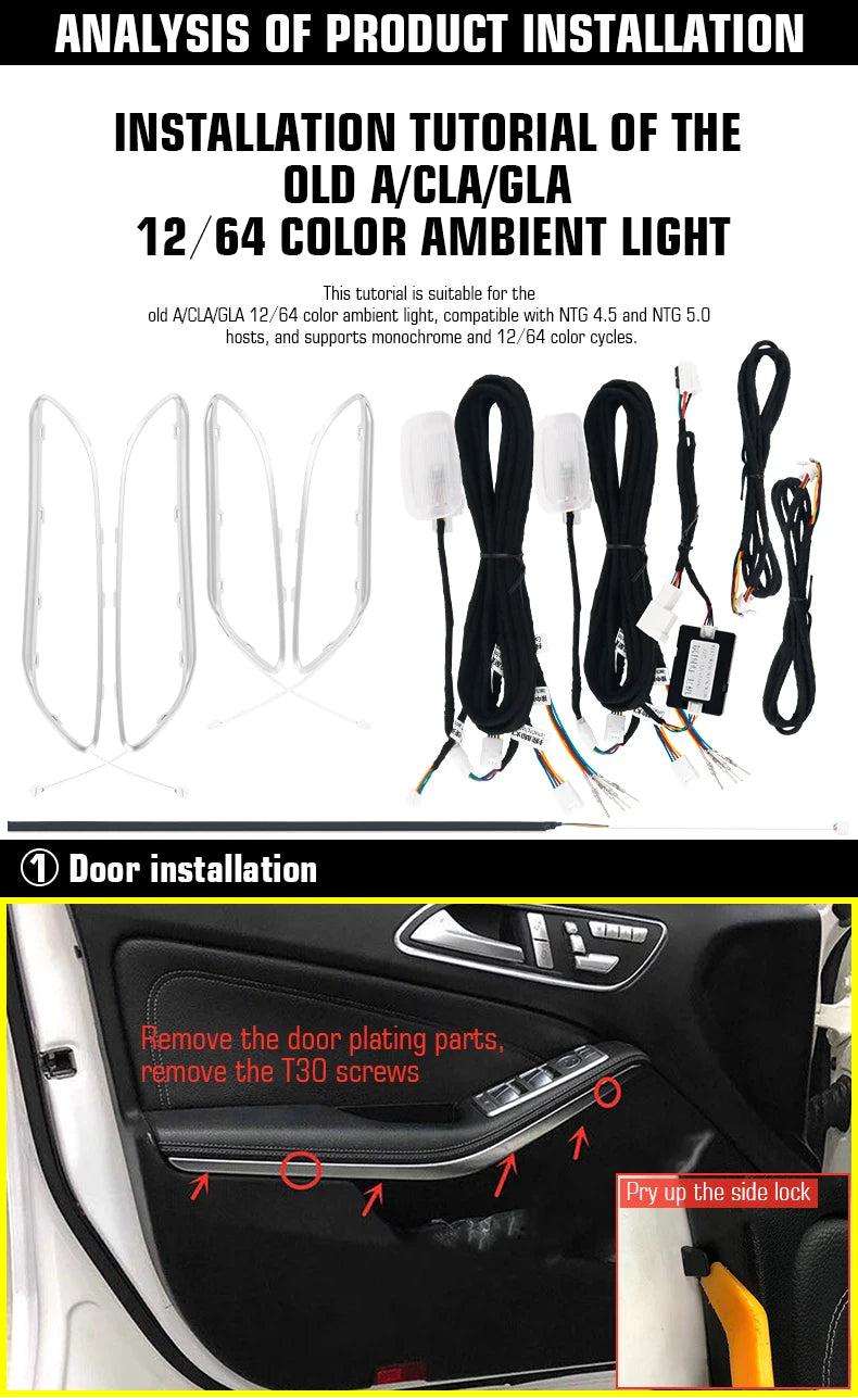 Mercedes-Benz Turbine LED Air Vents - 64 Color Ambient Lighting Kit Tidesmit