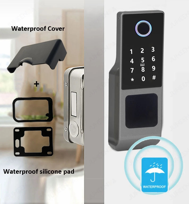 Waterproof Tuya Smart Lock Wifi Double Side Fingerprint Lock Outdoor Gate Digital Password Remote App Home Electronic Rim Lock
