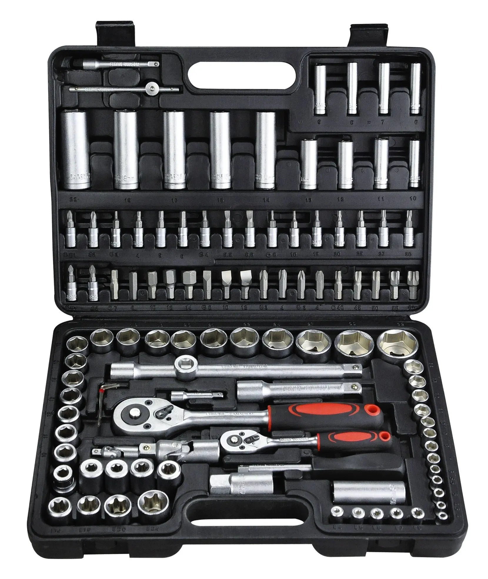 108-Piece Socket Spanner Set Cr-V Ratchet Wrench Set Ratchet Box with 1/4 &1/2 Inch 72 Teeth Reversible Ratchet Hexagonal Socket