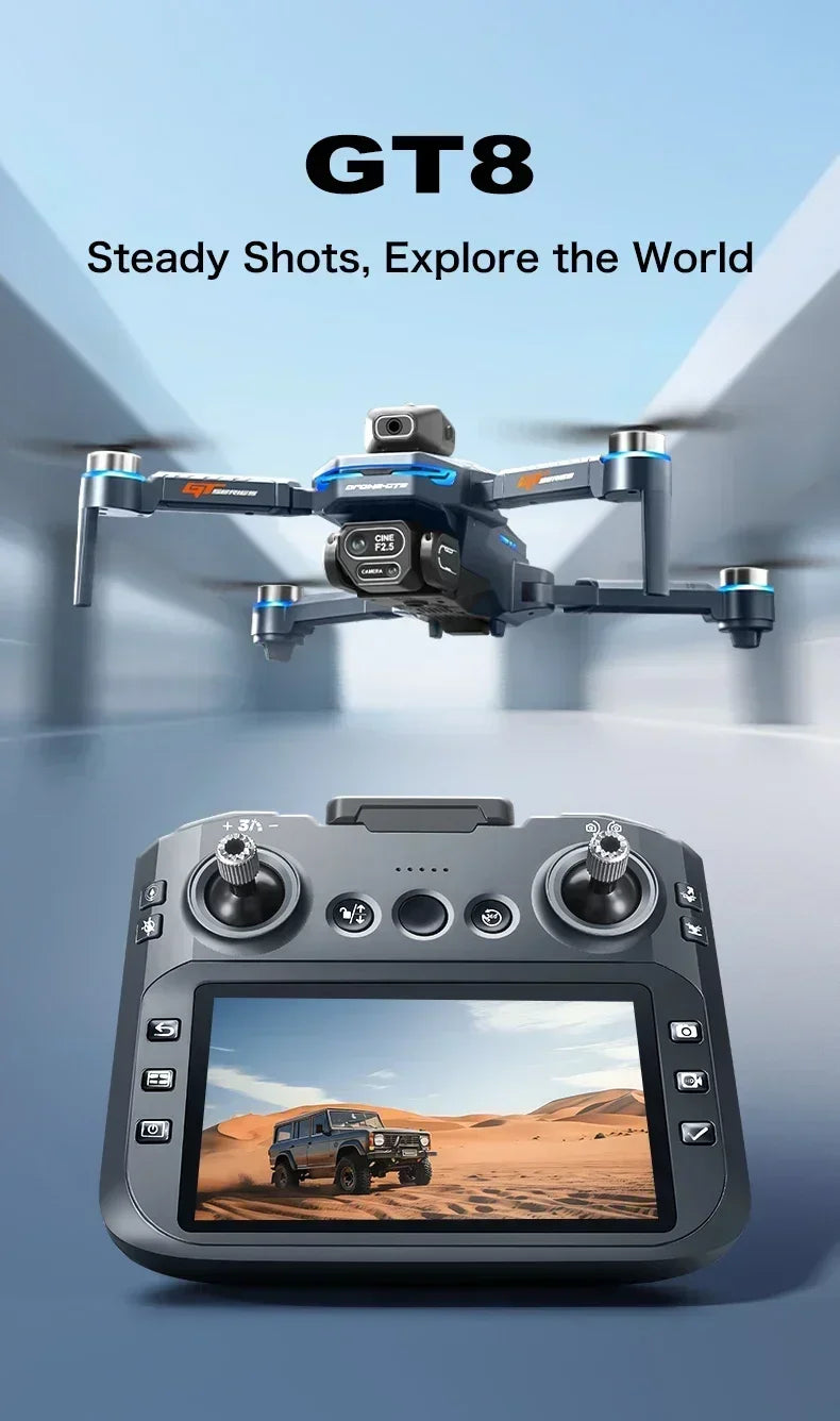 GT8 Dual Lens Camera Drone - 8K GPS Obstacle Avoidance Foldable Drone Tidesmit