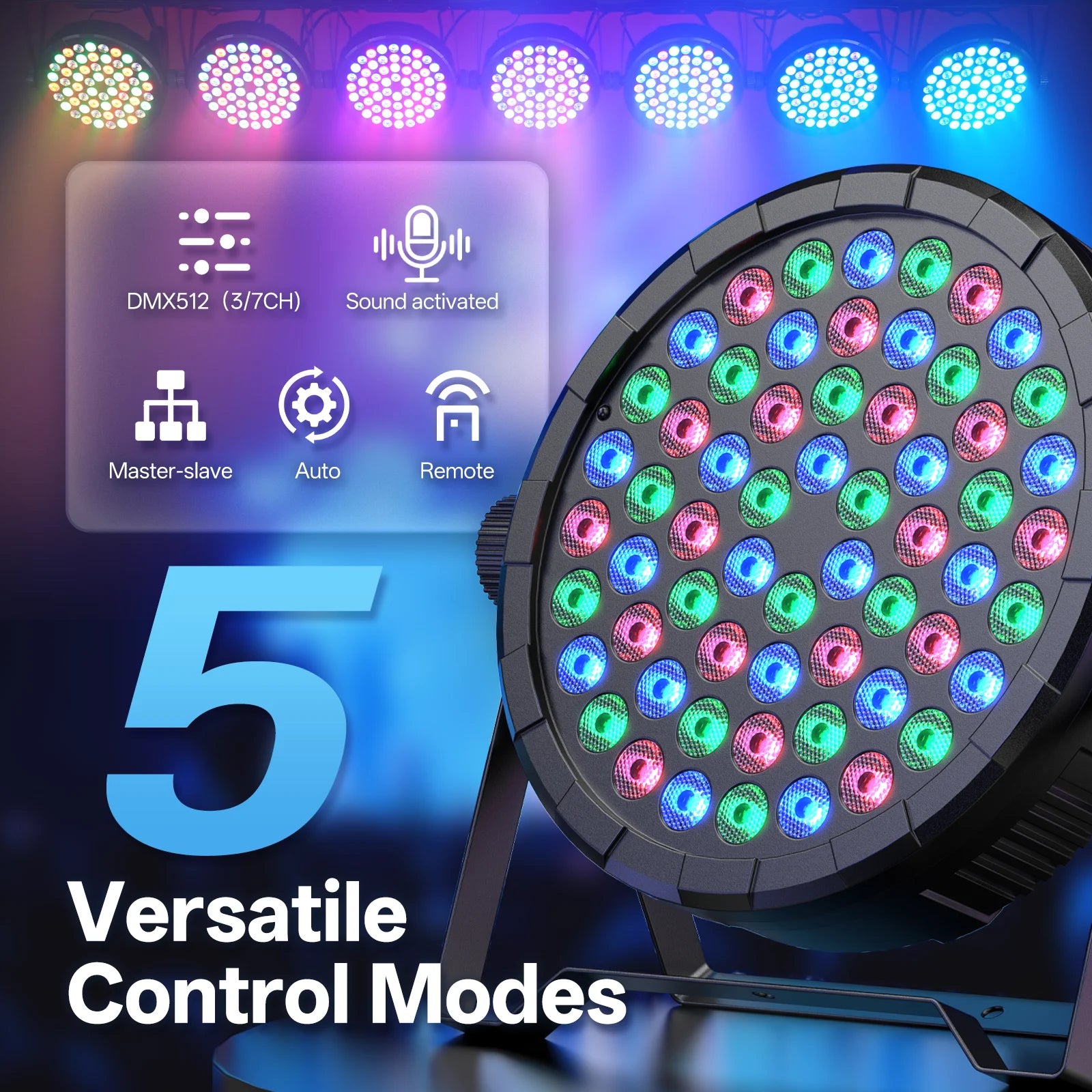 Somspot 4PCS 36W RGB Par Light 60LEDs DJ Party Lights Remote Control Disco Light for Stage Christmas Bar Club Wedding Birthday