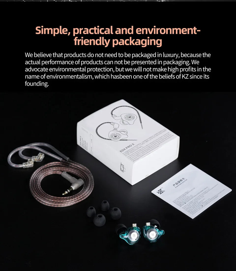 KZ EDX PRO X Wired Earphones Dynamic Drive HiFi Stereo Bass Sound Earbud Music Noise Cancelling Gaming Headset Detachable Cable Tidesmit