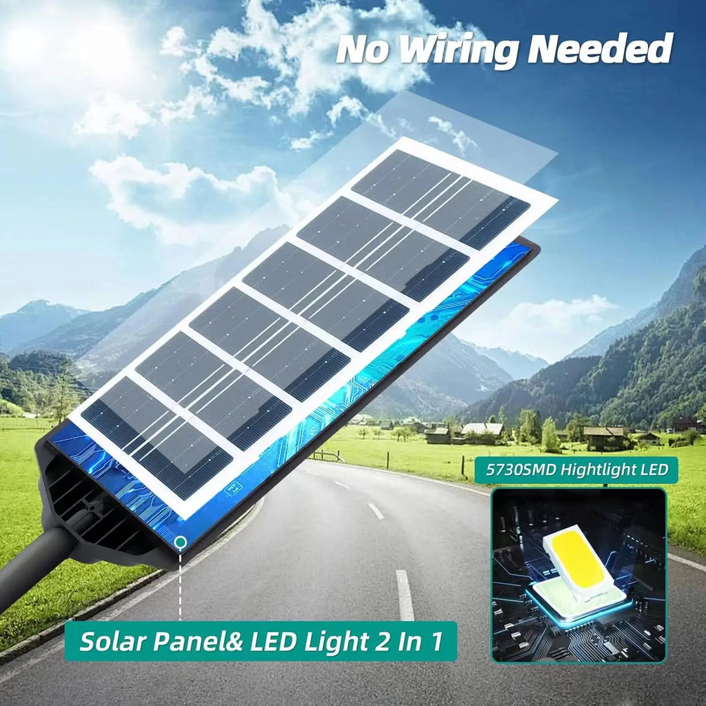 120000LM Solar Light Commercial LED Outdoor Dusk To Dawn Solar Street Light Road Area Lamp Waterproof Backyard Security Lighting
