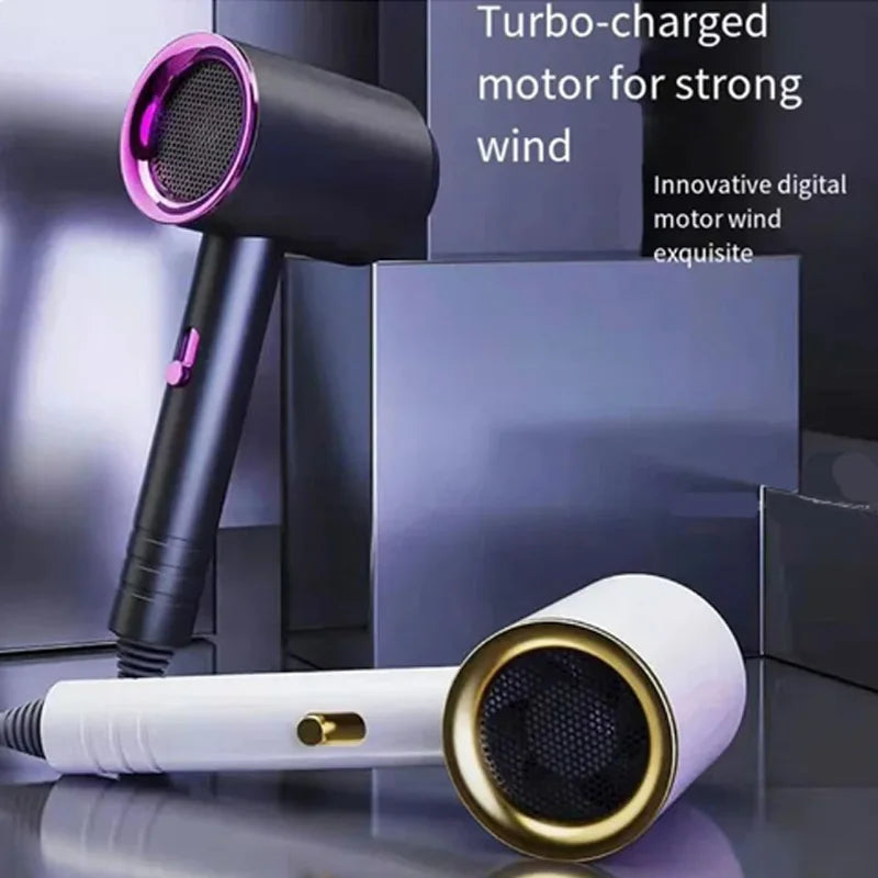 Black and white high-speed electric hair dryers with turbo motors for fast, constant temperature professional drying.