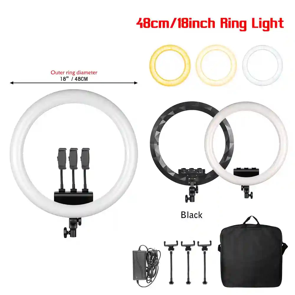 18 Inch LED Ring Light with Adjustable Tripod for Professional Streaming Tidesmit