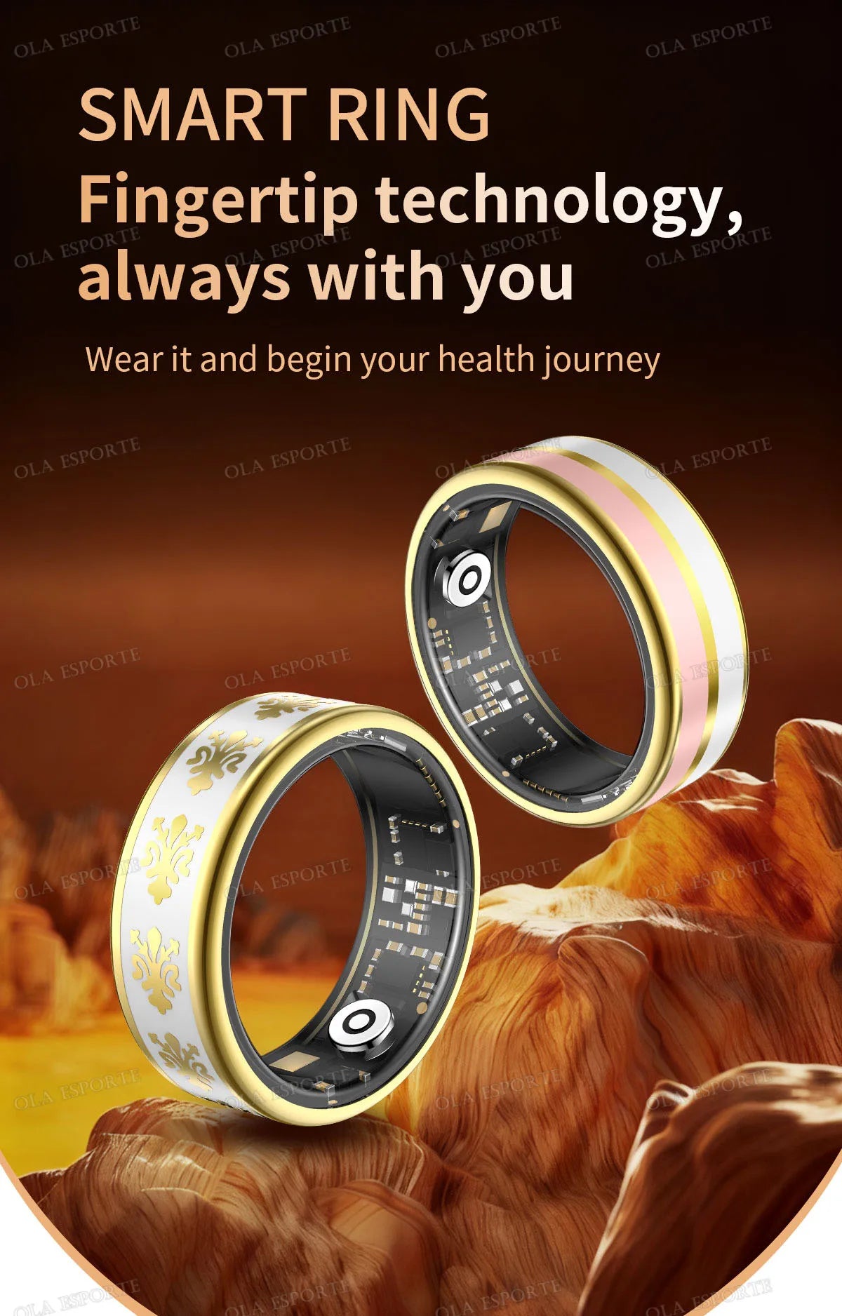 Bluetooth Smart Ring Men Women Heart Rate Blood Oxygen Health Monitor Gesture Control Waterproof Sports Various styles Smartring