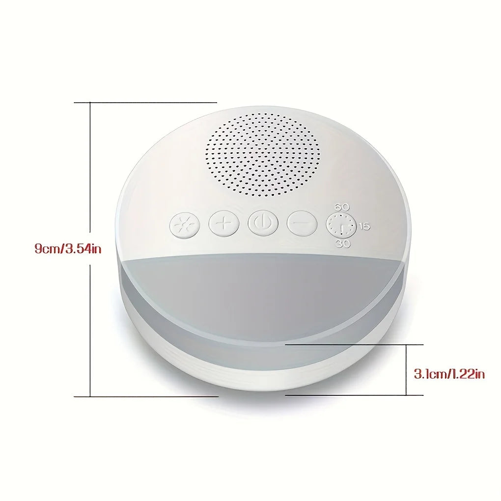 1200mAh Portable USB Rechargeable White Noise Machine with Night Light, 9 Soothing Sounds, Timer Shutdown for Home/Office Use