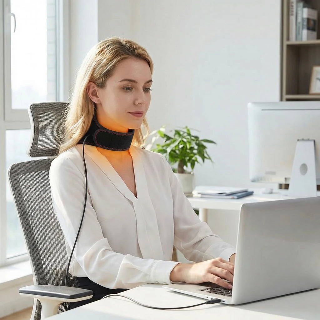USB Heating Neck Support Brace - Adjustable Hot Compress Therapy Fascia Gun Tidesmit