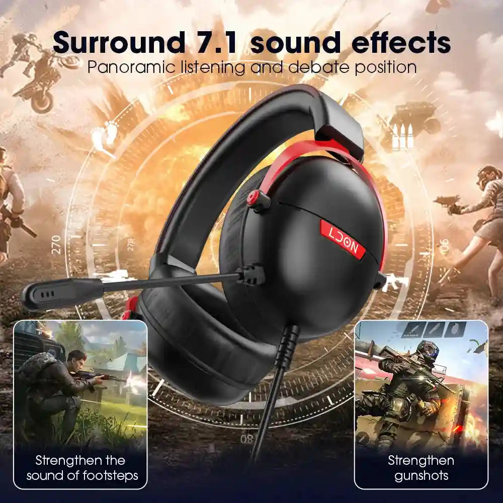 Tidesmit Gaming Headset with 7.1 Surround Sound - Wired Black Tidesmit