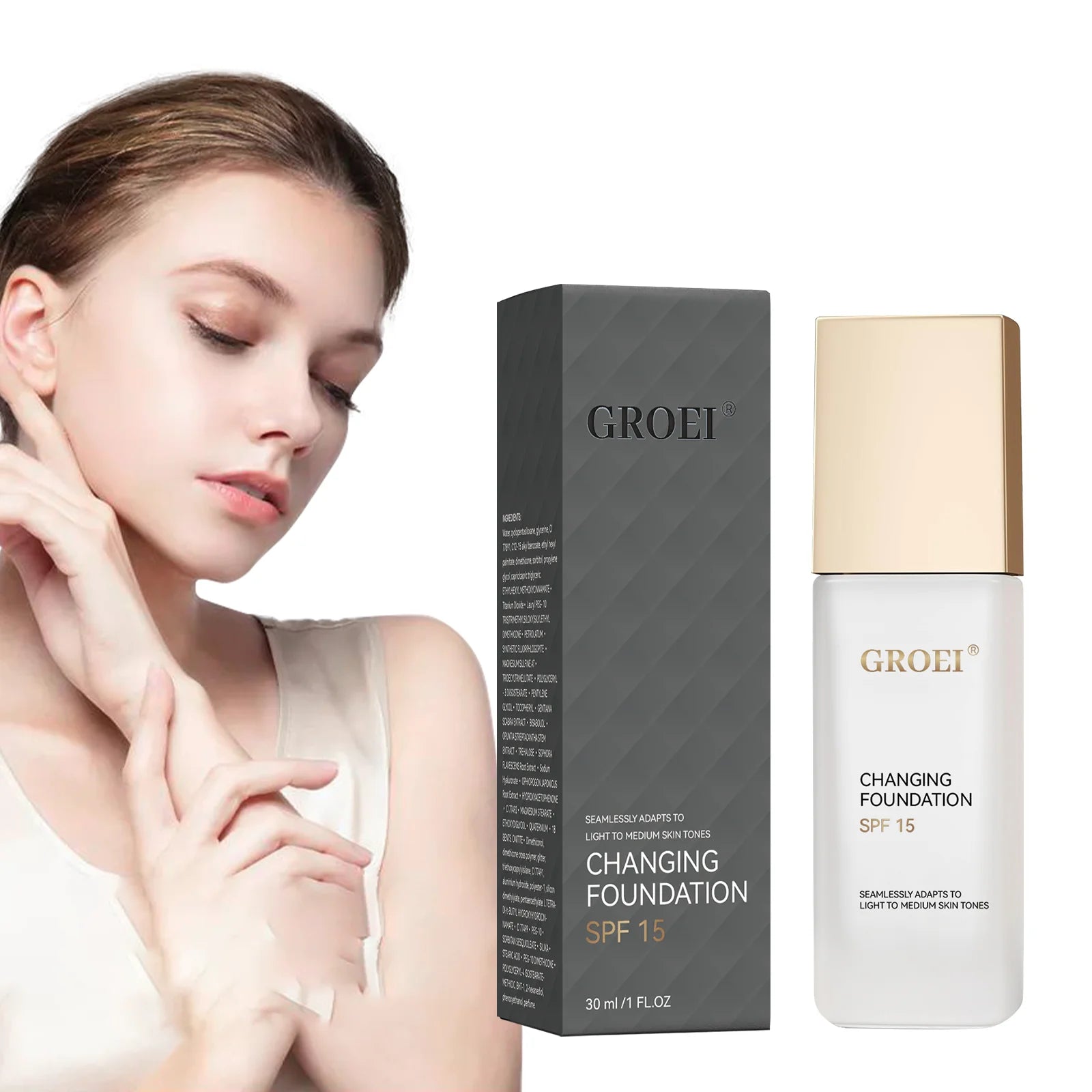 Tidesmit color changing foundation texture detail showing oil-control hydrating face makeup and waterproof coverage