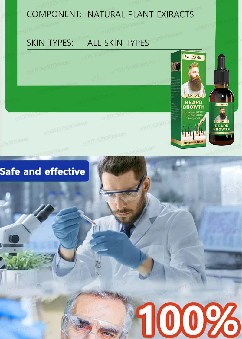Beard Growth Liquid for Thicker Fuller Hair - Tidesmit Natural Formula Scrubs Treatments Tidesmit