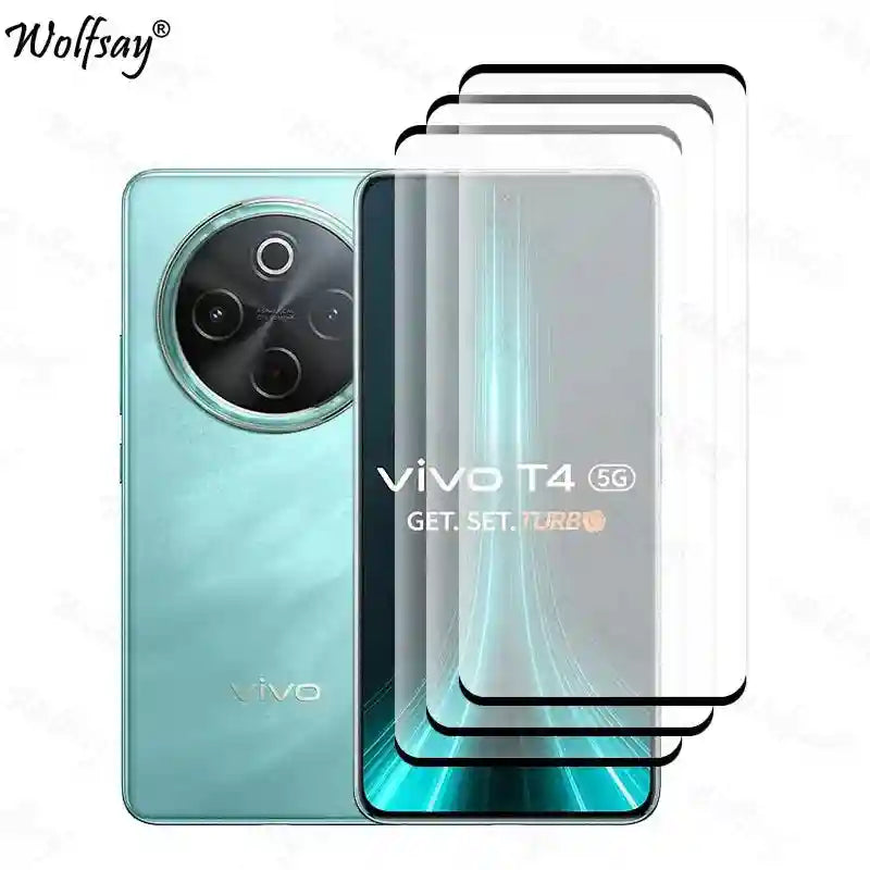 Vivo T4 5G Screen Protector & Lens Kit | 9H Tempered Glass Bundle AE 3 Front Glass For Vivo T4 5G Tidesmit