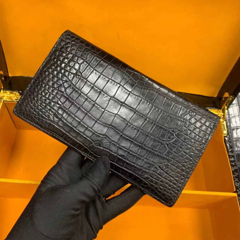Authentic crocodile leather women's handbag fashion party bag girl high-quality crocodile wallet well-known design card bag