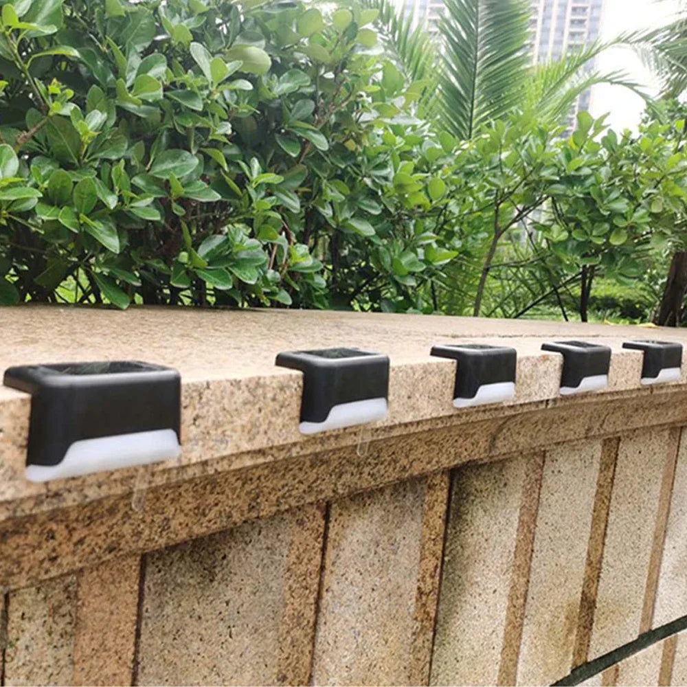 Outdoor Solar Step Lights Warm White LED Waterproof Stair Path Lighting for Garden Patio Fence Balcony Decoration Solar Power