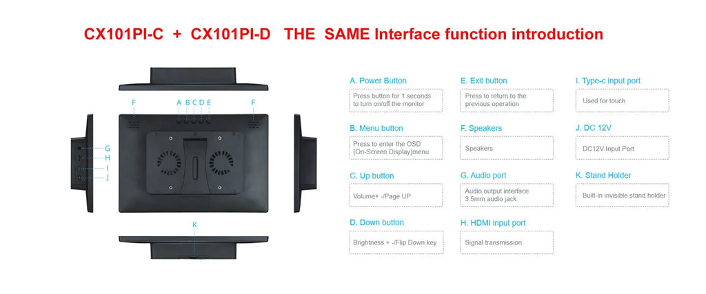 10.1 Inch Raspberry Pi 5 4/3/B/B+/A+ Monitor 1280x800 IPS 5-Points Capacitive Touchscreen Drive Free HDMI Display For Win 7/8/10