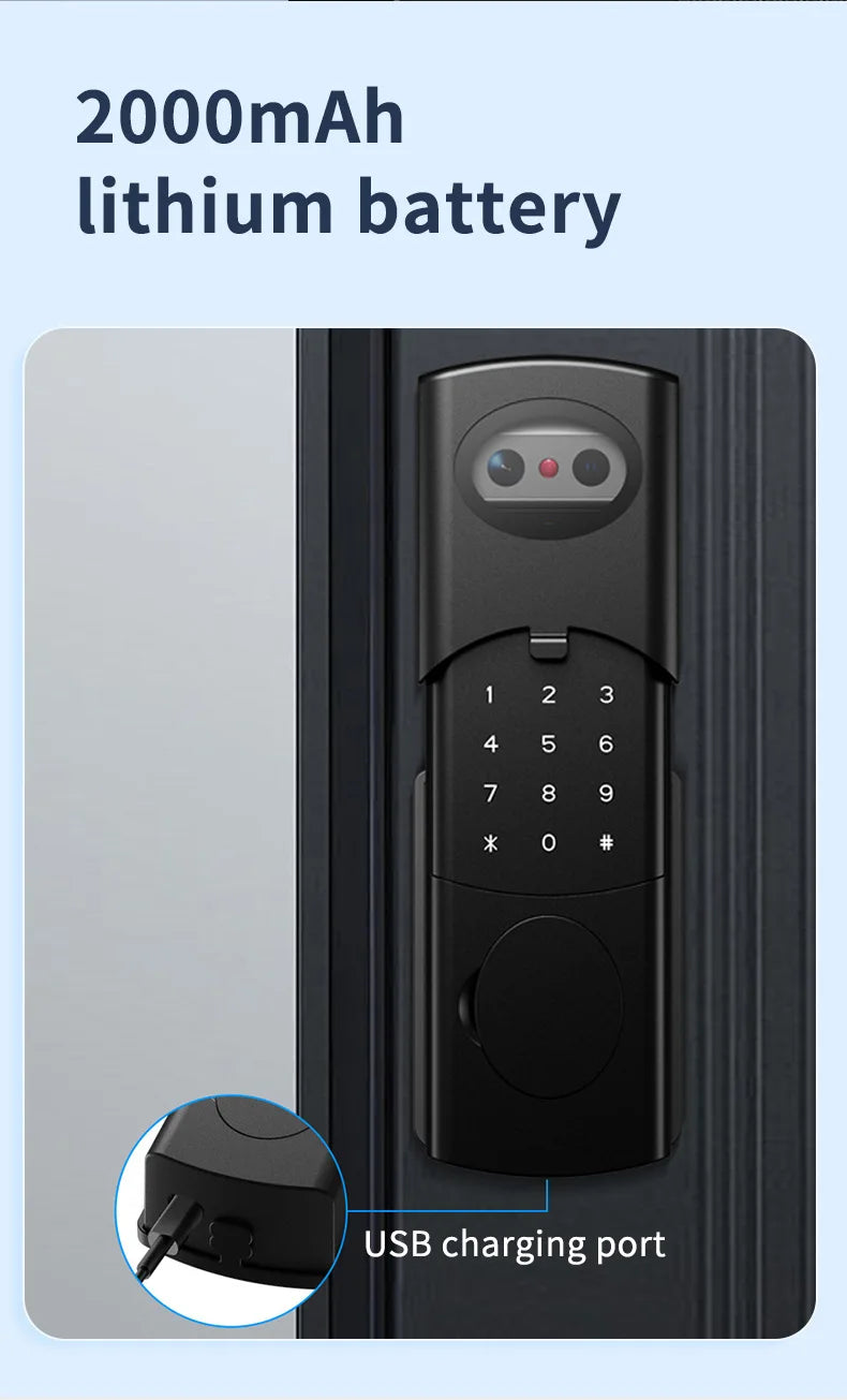 Tuya Smart Outdoor Waterproof Door Lock with Face Recognition Video Intercom RFID Card Password Electronic Lock for Iron Door