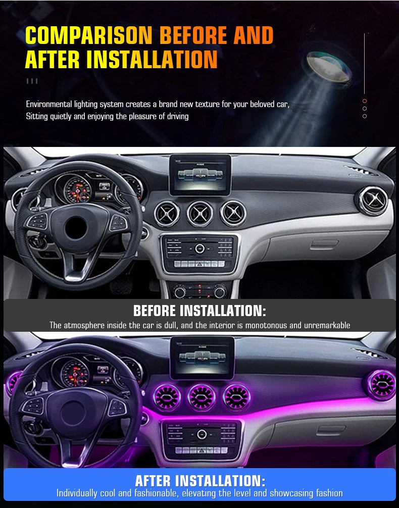 Mercedes-Benz Turbine LED Air Vents - 64 Color Ambient Lighting Kit Tidesmit