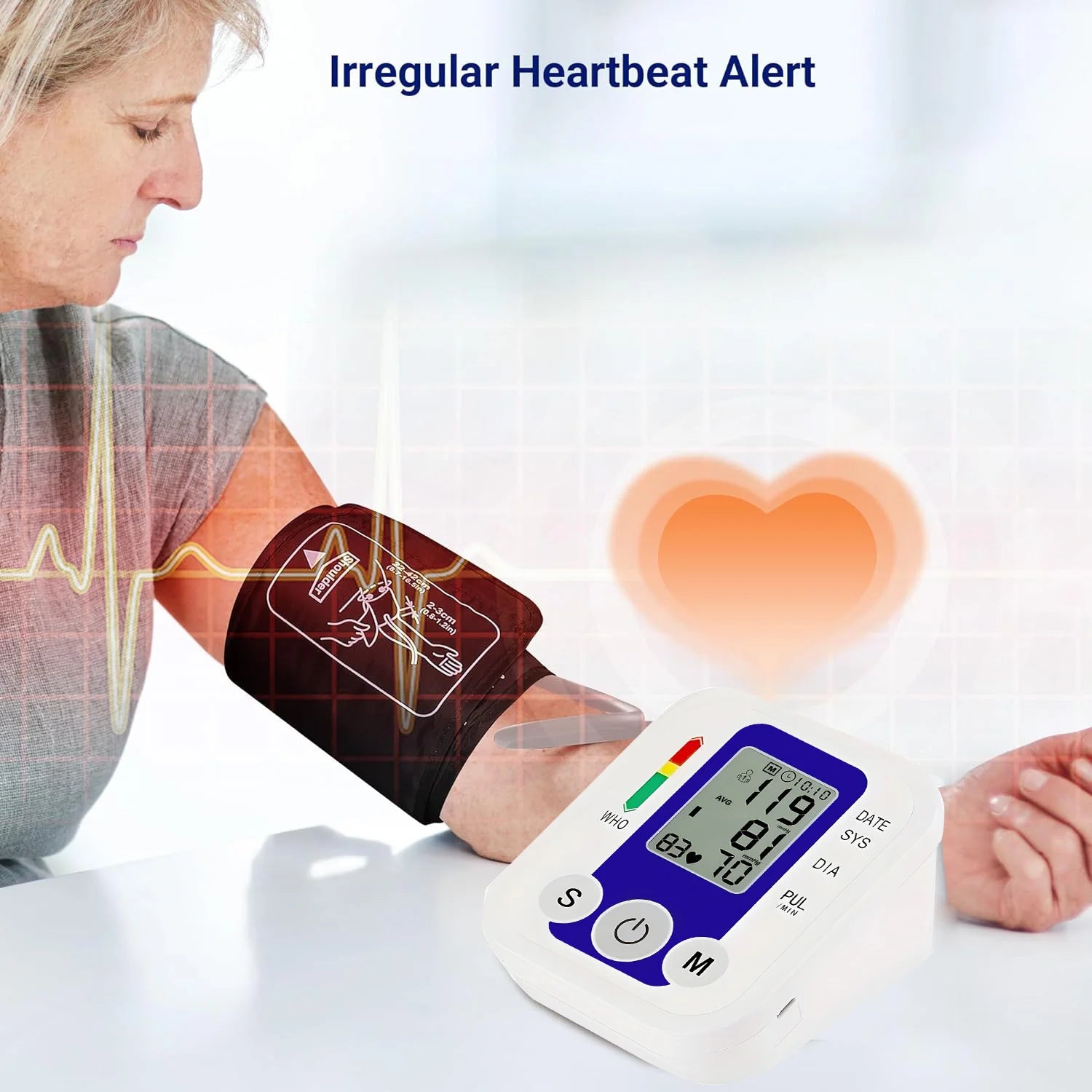 Medical Automatic Arm Blood Pressure Monitor Heart Beat Rate Pulse Meter Tonometer Sphygmomanometers digital tensiometers