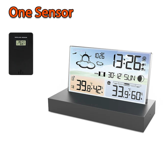 Indoor/Outdoor Weather Station With Alarm Clock – Accurate Thermometer, Hygrometer & 7-Day Forecast Calendar, For Desktop