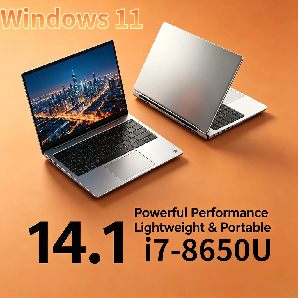 14.1 Inch Ultra Slim Laptop 32GB RAM 2TB SSD Windows 11 Intel Core i7 8650U Gaming PC Gamer Office Notebook 1920x1080 HD Pro