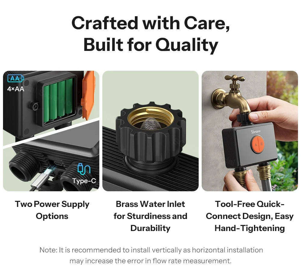 SONOFF Garden Watering Timers 2 Outlet Sprinkler Hydro DUO Dual-Channel Zigbee Smart Water Valve With Flow Meter SWV-ZF2E