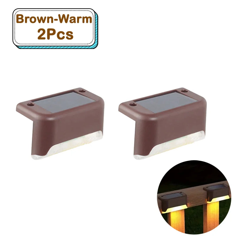 Outdoor Solar Step Lights Warm White LED Waterproof Stair Path Lighting for Garden Patio Fence Balcony Decoration Solar Power