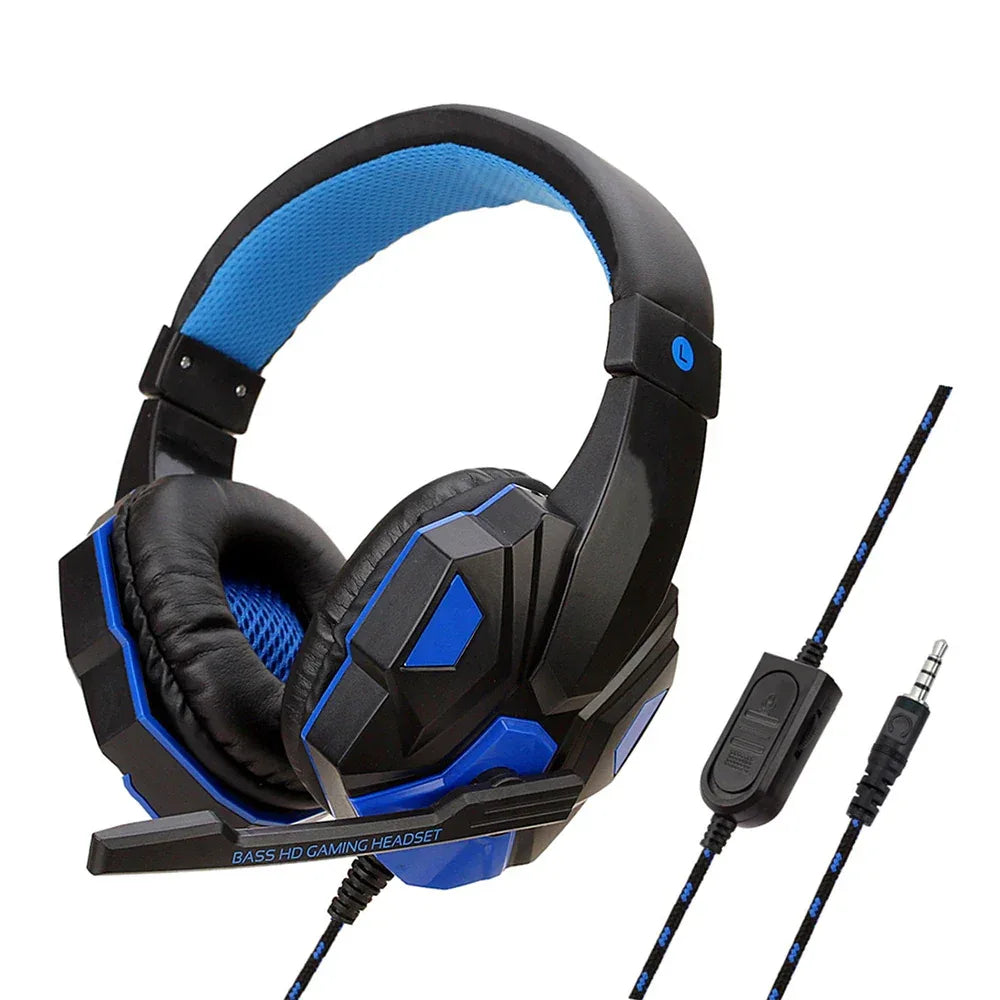 Tidesmit Wired Stereo Gaming Headphones with Microphone - 3.5mm Jack Blue Black Tidesmit